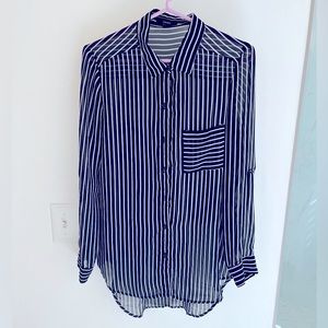 Forever 21 Striped Sheer Button Down
